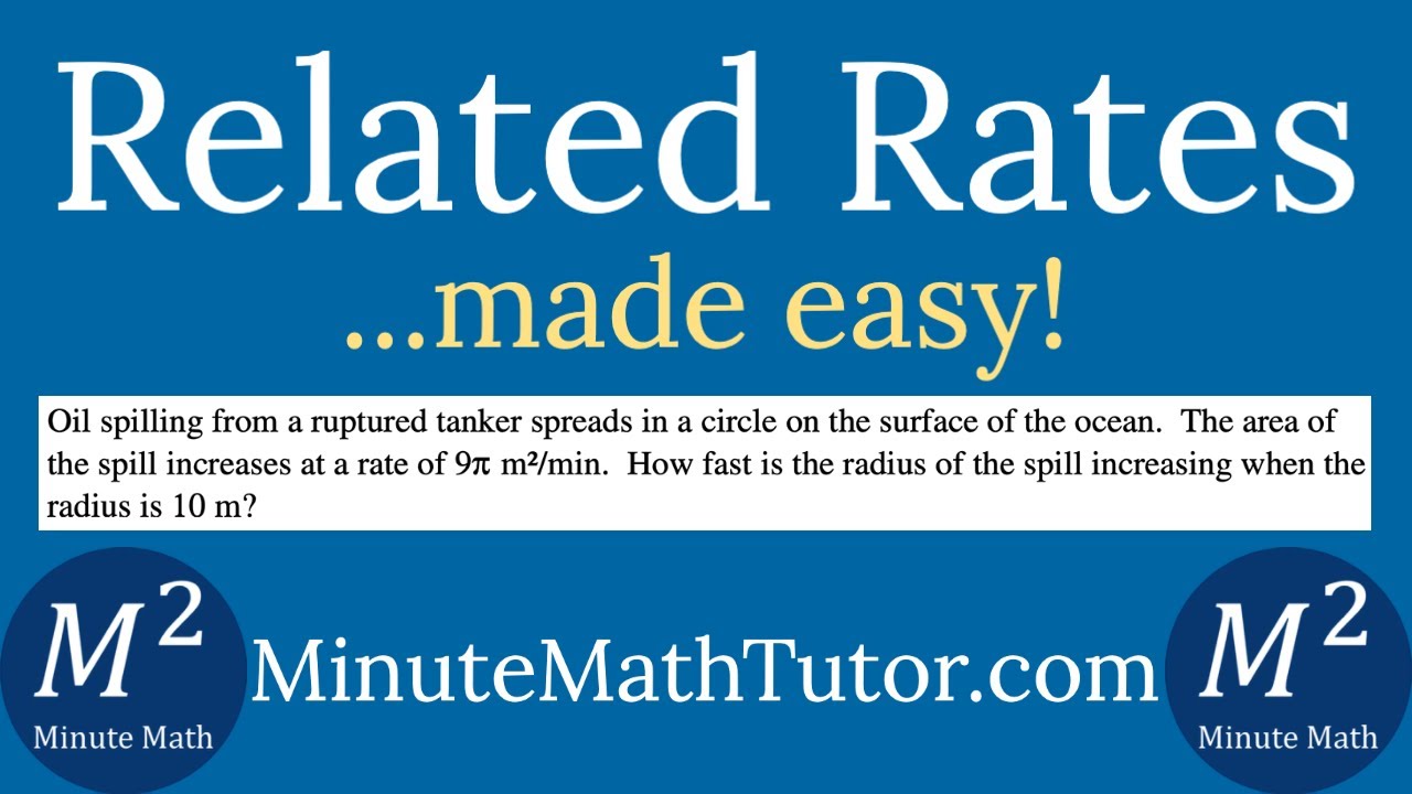 Related Rates Explained Oil Spilling From A Ruptured Tanker Spreads In A Circle On The Surface Related Rates Explained Oil Spilling From A Ruptured Tanker Spreads In A Circle On The Surface