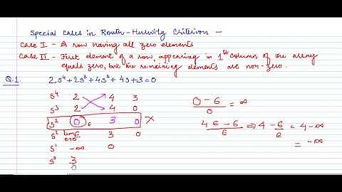 Special cases in Routh Hurwitz criterion