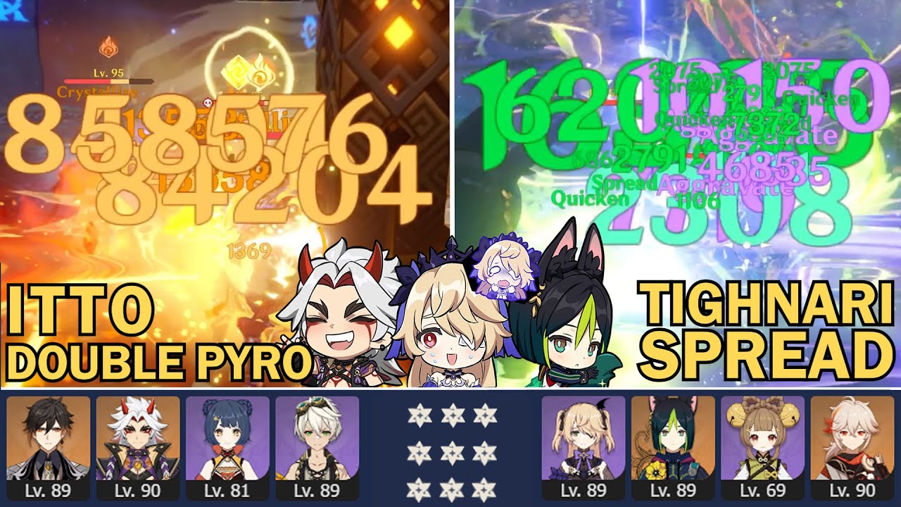 3.5 Abyss 12 Itto Double Pyro & Tighnari/Fischl Spread/Aggravate (9 Stars) | Genshin Impact