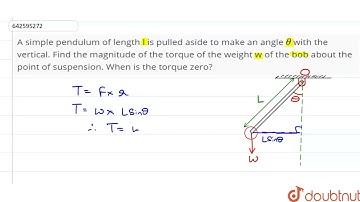 A simple pendulum of length l is pulled aside to make an angle theta with the vertical. Find the...