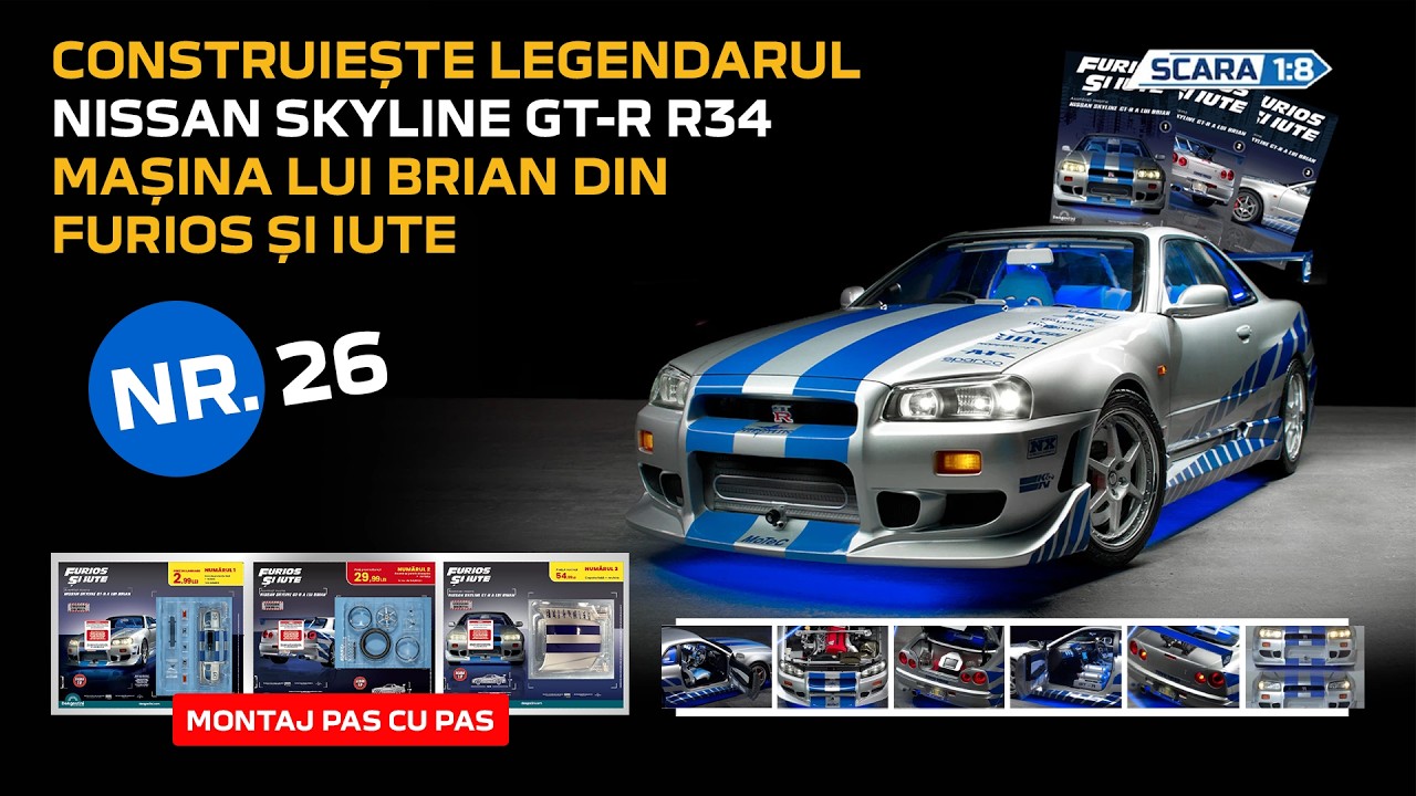 Macheta Nissan Skyline GT-R R34 Nr.26 1:8 DeAgostini Fast Furious
