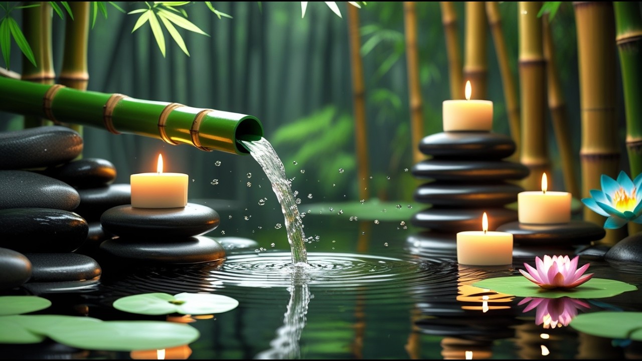 Calming Bamboo Water Sounds 💧🎋 with Gentle Piano for Sleep, Stress Relief and Healing #627