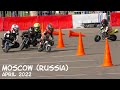 Moscow (Russia): minimoto demonstration performances/ minibikes race/ crash/ close-ups/ April  2022