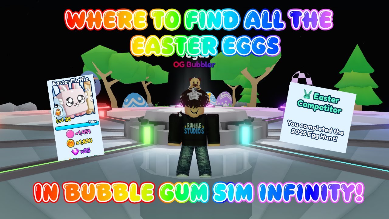 WHERE TO FIND ALL THE EASTER EGGS IN BUBBLE GUM SIM INFINITY! (ROBLOX)