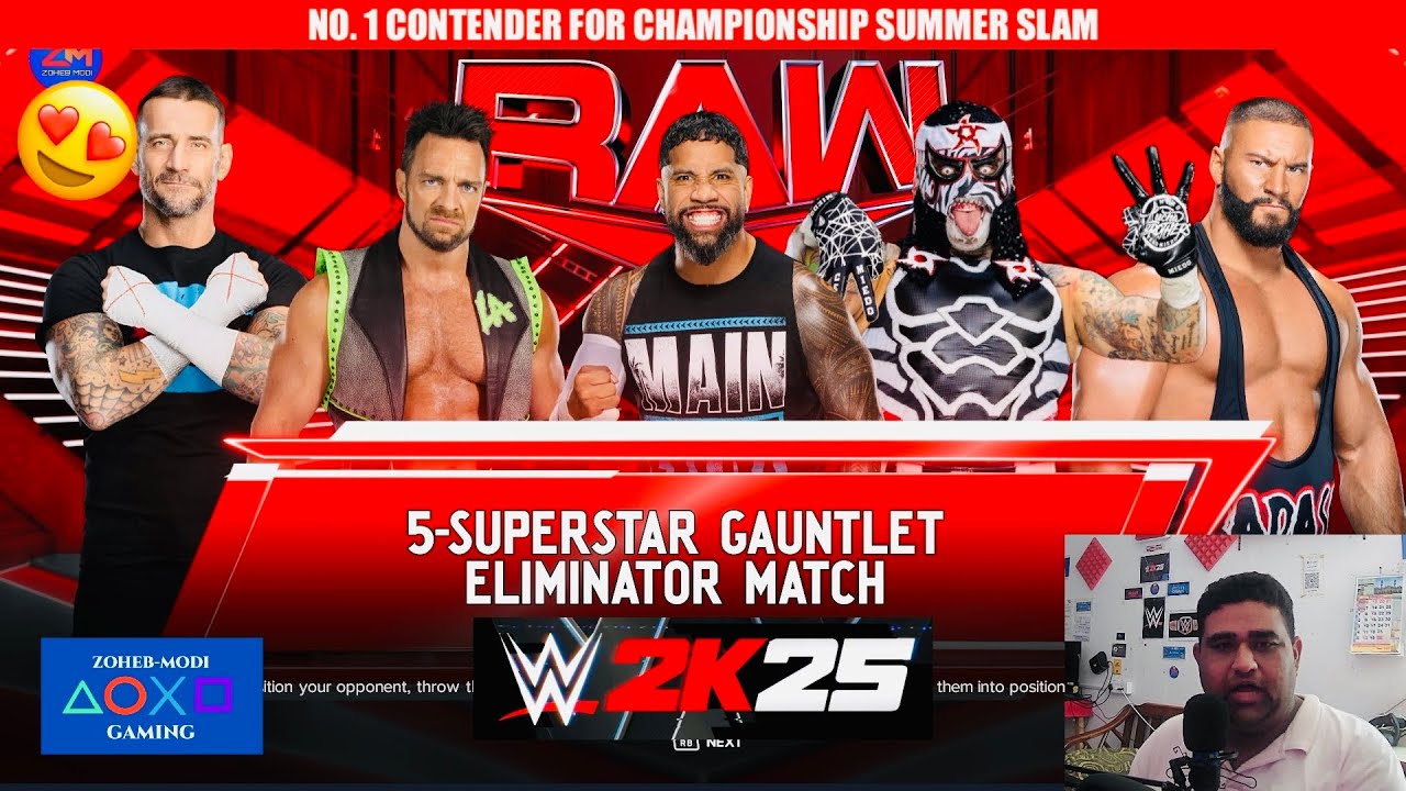 WWE 2K25 - Gauntlet Match | CM Punk vs Jey Uso vs LA Knight vs Penta vs Bron Breakker