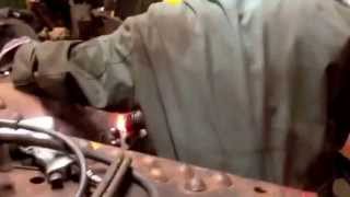 Riveting up an aveling boiler