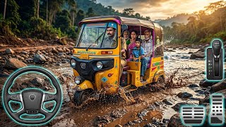 🔥Indian Tuk Tuk Auto Rickshaw Mud Road River Crossing Map 😱 | Extreme Offroad Challenge | BUSSID  screenshot 5