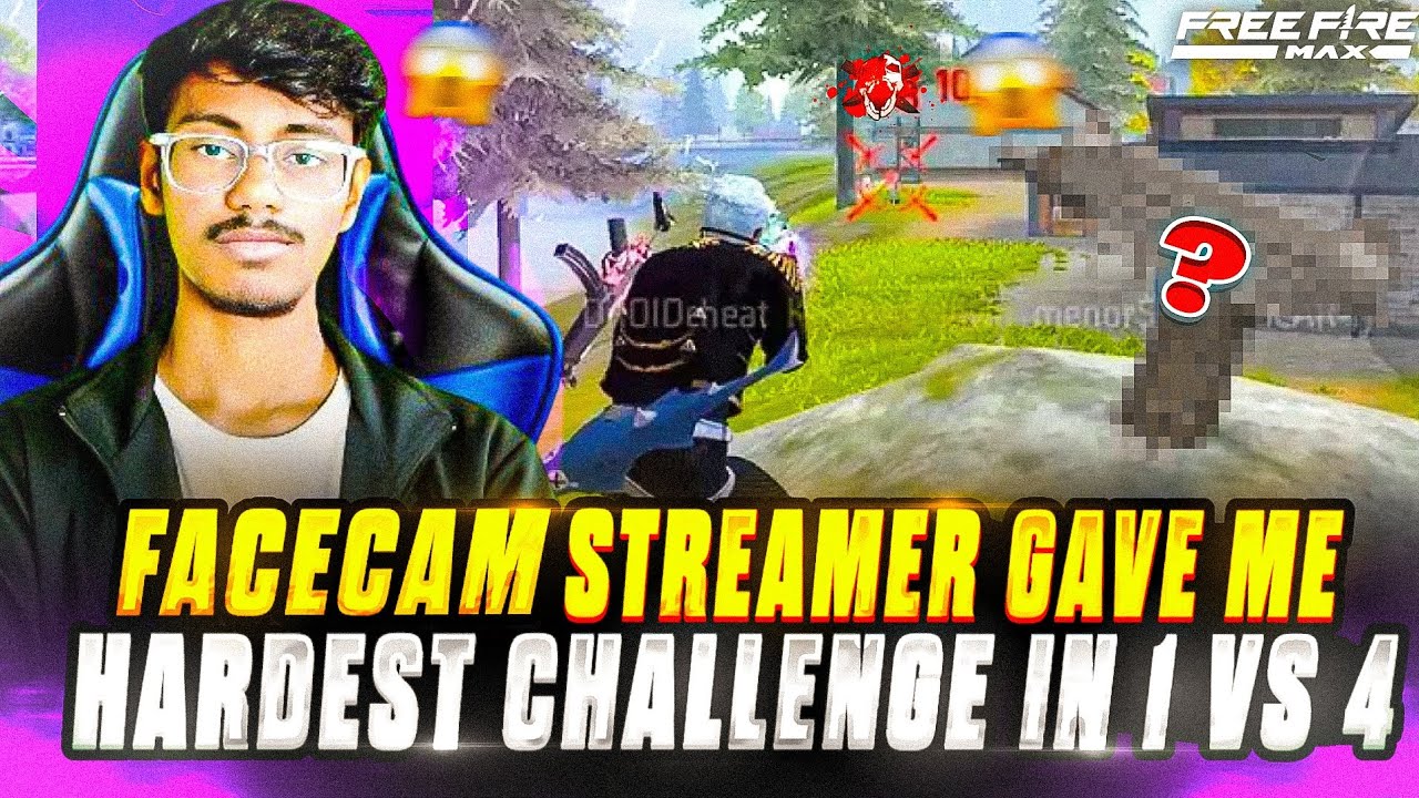 FACECAM STREAMER GAVE ME A  HARDEST 1 VS 4 CHALLENGE WITH MINI UZI 😱😱😶‍🌫️🫥@Rockyyashu01 @sbgloki18 