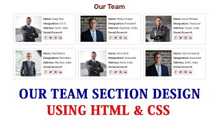 Responsive Our Team Info Cards Section With Html & Css | How To Create Team Member Section With Info