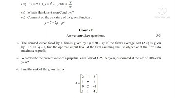 2nd Semester Economics Honours Question Paper-2020//I(CC-2)//Calcutta University.