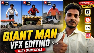 Giant Man VFX Video Editing Tutorial 😱 | Ajay Saini Style Road Jump Effect | Vfx Aakash Tech 