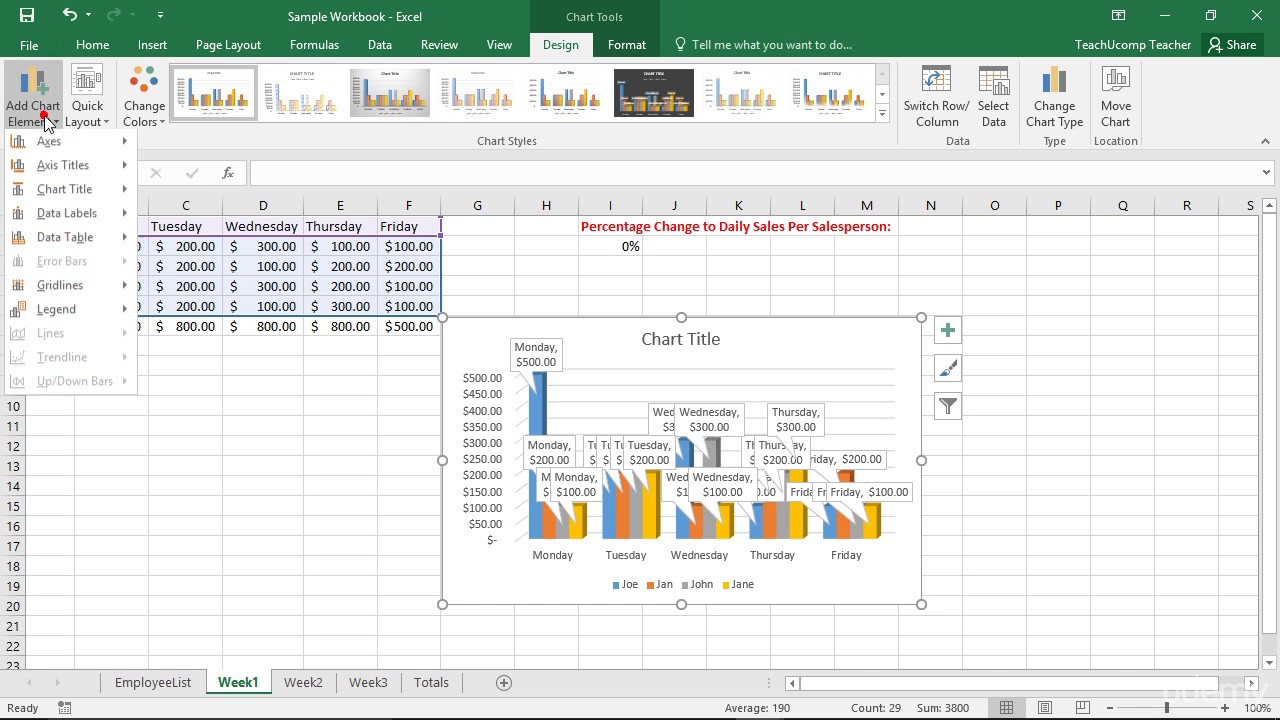 Chart Elements List Excel