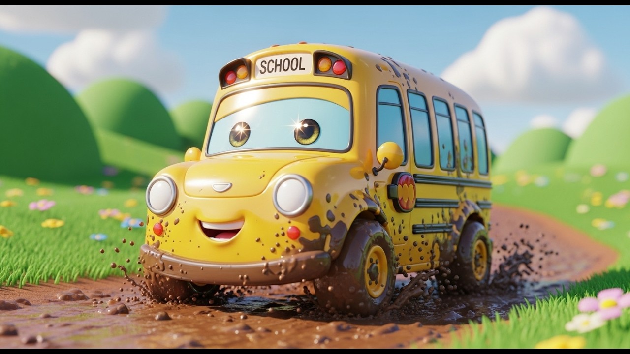 Muddy Toy School Bus 🚌💦 in the Park | Fun Nursery Rhymes for Kids