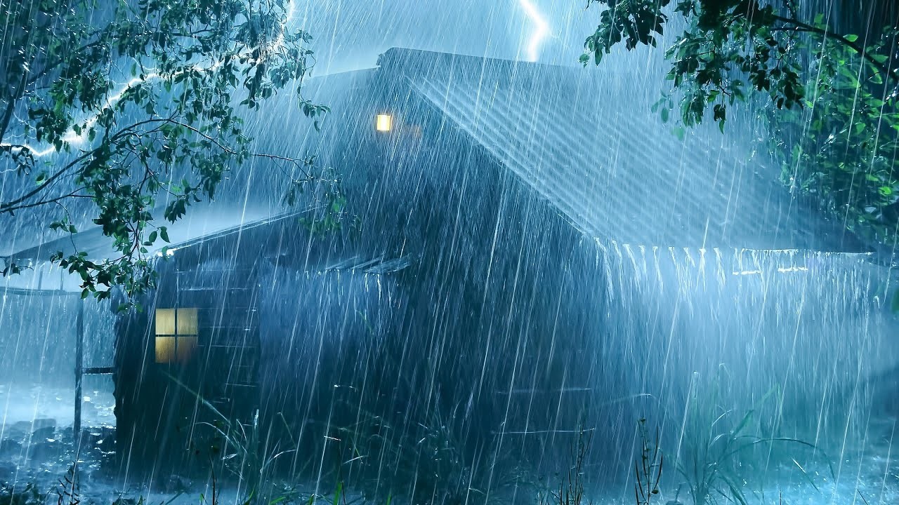 Fall Asleep Easily on a Rainy Night | Strong Thunder & Heavy Tin Roof Rain Sounds for Deep Sleep