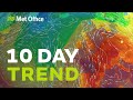 10 Day trend – A warm spell on the way and some heavy rain 09/09/20