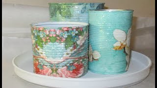 how to upcycle & decoupage cans