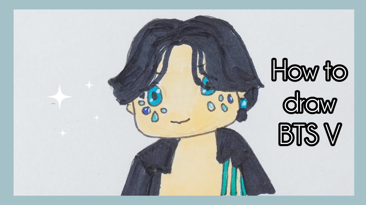 How to draw BTS V in chibi style