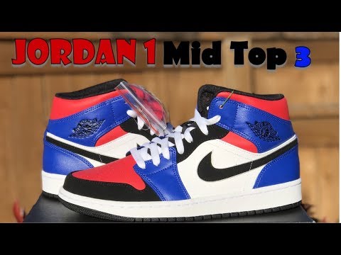 jordan 1 mid top 3 on feet