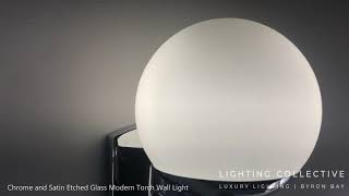 Chrome and Satin Etched Glass Modern Torch Wall Light | Lighting Collective