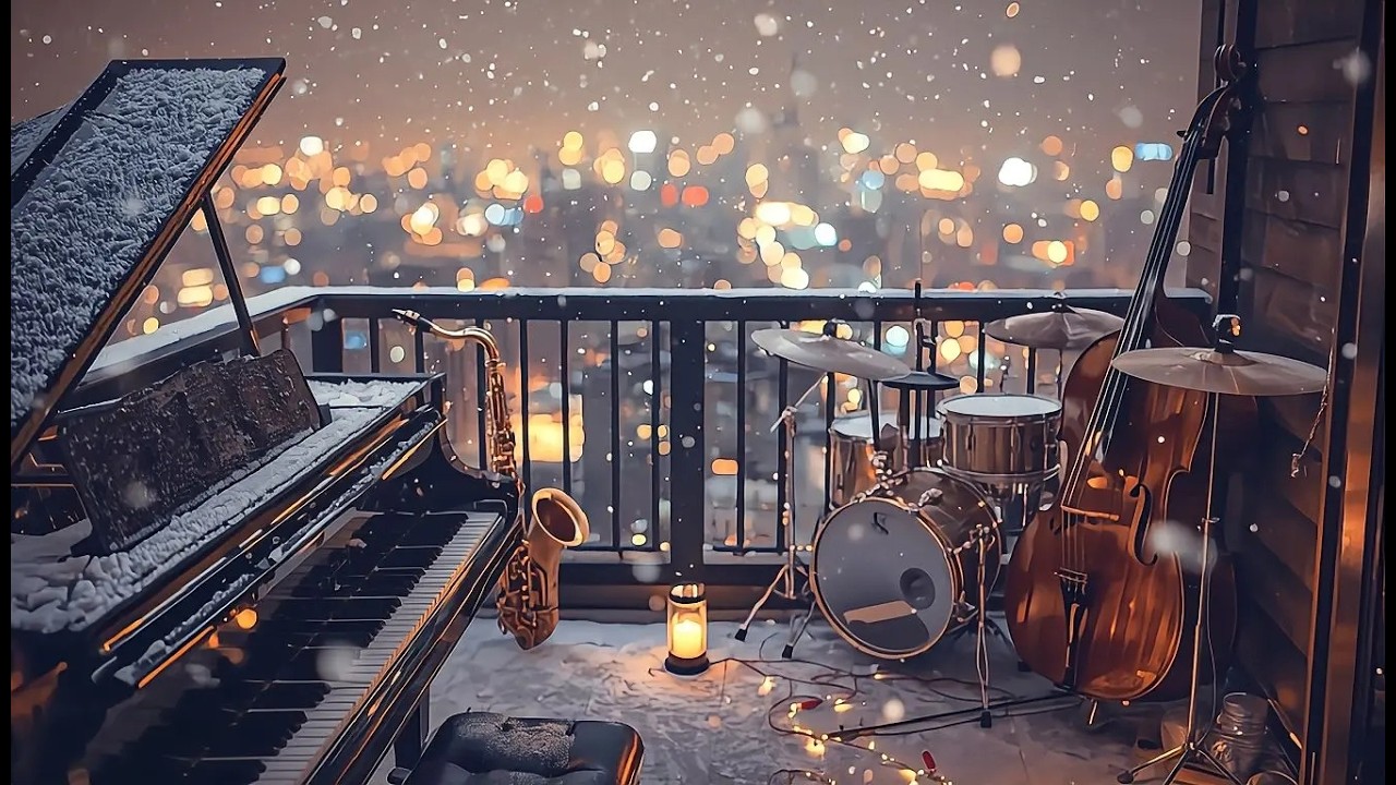 Winter Balcony Ambience with Relaxing Jazz Music 46