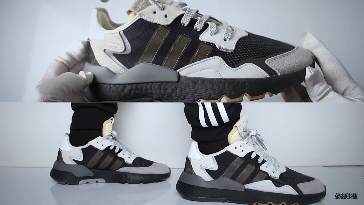 adidas nite jogger black on feet