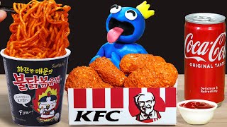 MUKBANG Fried Chicken Vs Spicy Ramyun | Rainbow Friends In Real Life