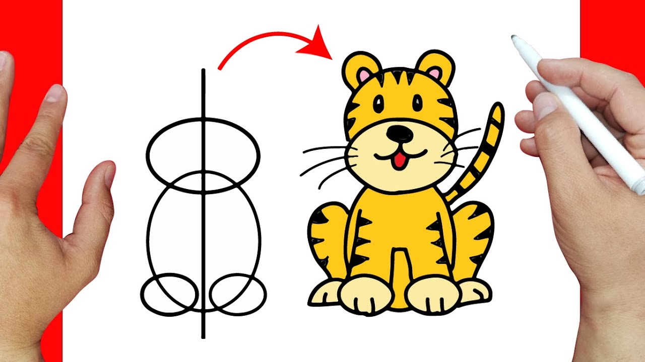 Cómo dibujar un Tigre paso a paso | Dibujos fáciles, image size:1280x720