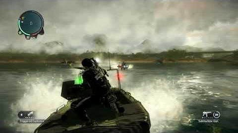 Just Cause 2 - boat+triggered explosive = fun