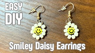 SUPER EASY flower smiley face earrings tutorial - how to make beaded earrings - easy diy jewelry