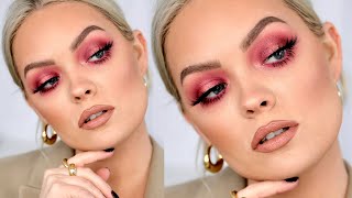 HOLIDAY CRANBERRY GLAM TRANSFORMATION GET READY WITH ME: makeup, outfit + hair! #vlogmas
