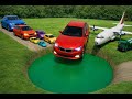 TRANSPORTING PIXAR CARS &amp; FRUITS WITH COLORED &amp; JOHN DEERE vs CLAAS vs TRACTORS - BeamNG.drive