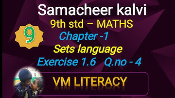TN 9th maths / Set language/ properties of set operation/ exercise 1.6 Q.no 4 kalvi ‎@VM Literacy 