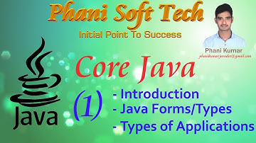 Core Java tutorial Session 1 - Phani Soft Tech