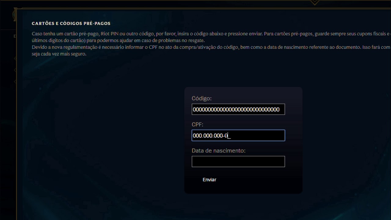 Resgate Código do League Of Legends - YouTube