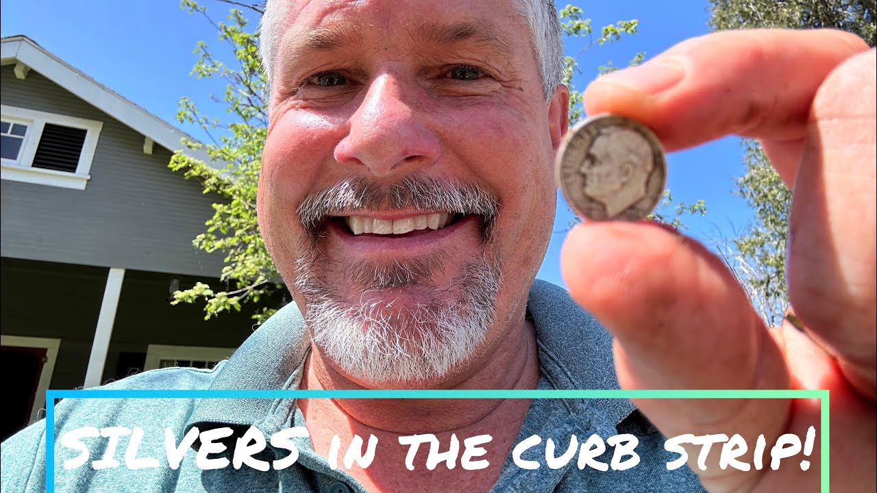 Silver coins in the curb strip!! Metal detecting old coins and toys ...