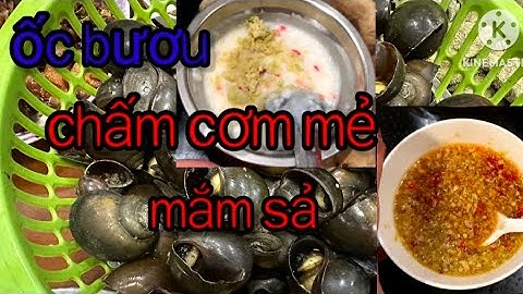 ốc bươu hấp sả, chấm cơm mẻ, và nước mắm sả