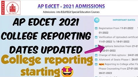 AP EDCET 2021 College Reporting Dates Released//College Reporting Documents Required