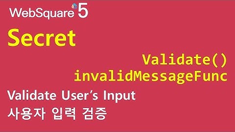 Secret - validate & displaymessage & invalidmessage & invalidMessageFunc | WebSquare5 - Quick Guide