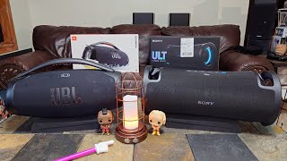 SONY ULT Field 7 vs JBL Boombox 3  Showdown! Let's Shake it Up! Battery Powered Basement Battle