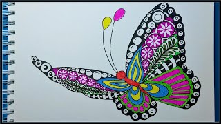 나비젠탱글 / Butterfly Zentangle / 나비 젠탱글 그리기, 채색하기 / Zentangle art