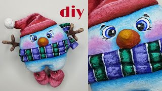 картинка: МК Снеговик из ваты на ёлочку / Ватная игрушка / DIY cotton wool toy / Snowman