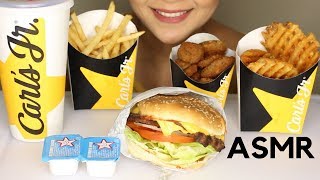 Asmr Carls Jr Superstar Cheese Burger, Fried Zucchini And Cheesecake Eating Sounds