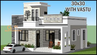 30x30 3 Room South Facing 3D House Plan With Vastu | South Facing Villa Design | Gopal Architecture