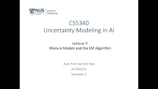 Uncertainty Modeling in AI | Lecture 7 (Part 1): Mixture models and the EM algorithm
