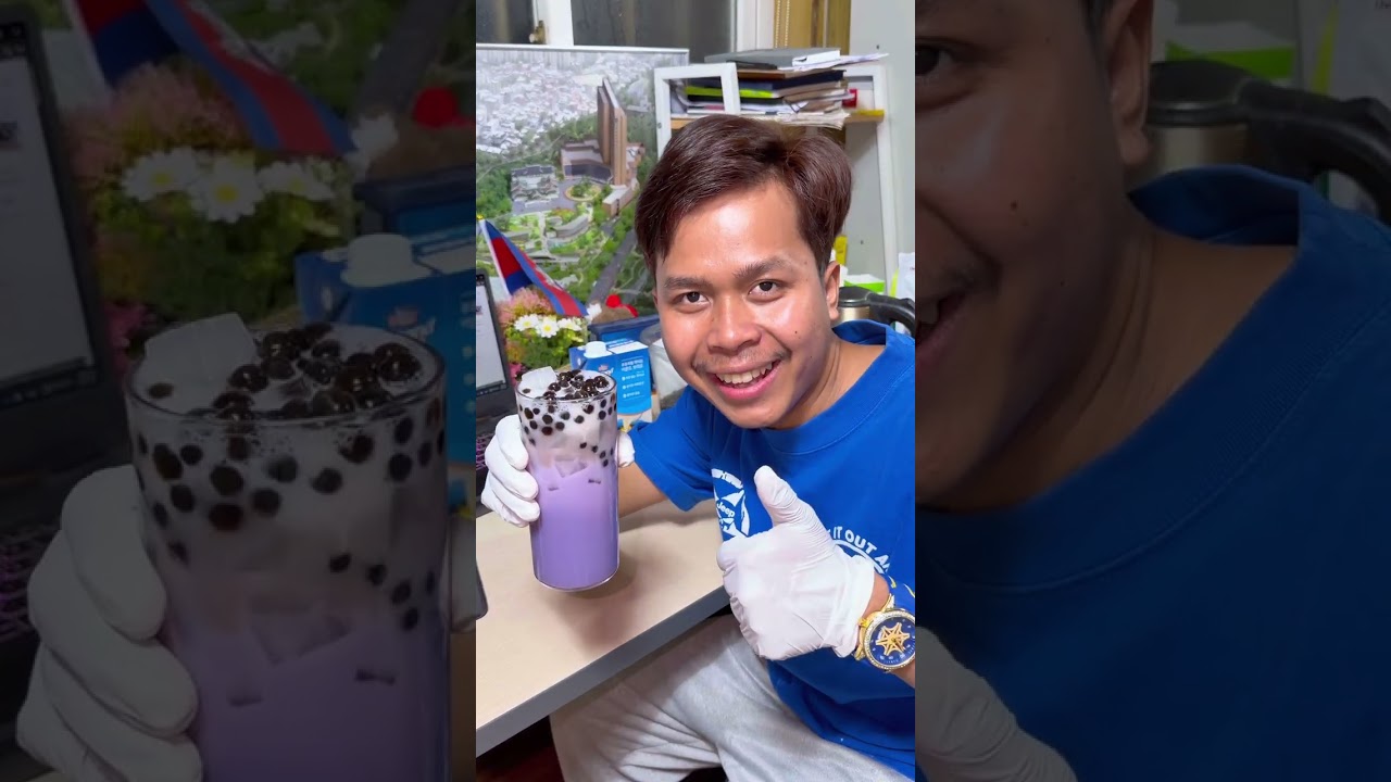 ធ្វើមច្ឆាឡាតេ អោយអាឡុងផឹក😂ពូចិត្រFunny 