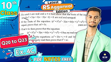 Ex 4C Q20 to Q23 | Class 10 Rs Aggarwal | Quadratic Equations | Chapter 4 | CBSE 2023 - 24 | MD Sir