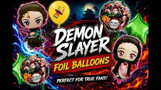 Demon Slayer Anime Theme Foil Balloons Party Pack with Tanjiro Kamado & Nezuko Kamado Shape Balloons