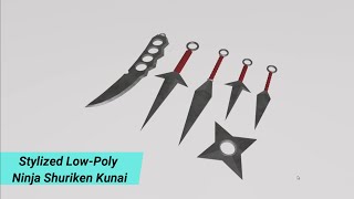 Stylized Low-Poly Ninja Shuriken Kunai screenshot 3