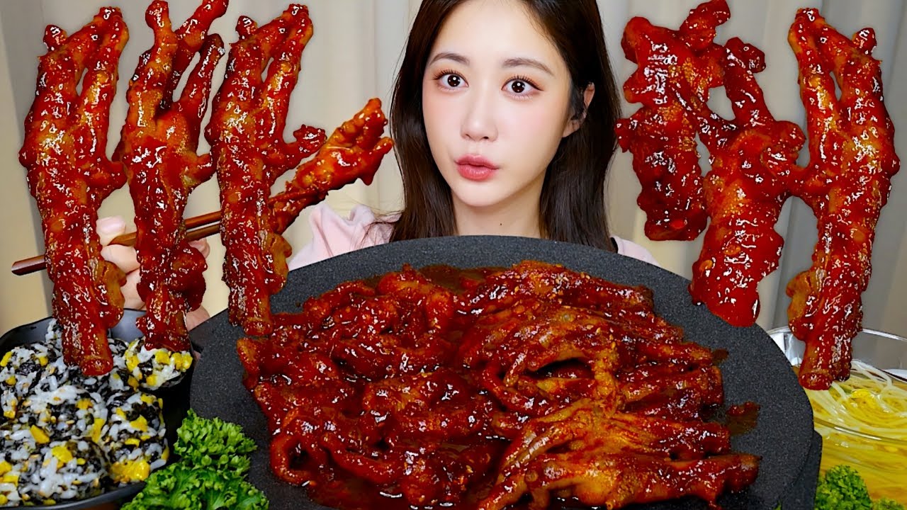 매운 무뼈닭발/통뼈닭발❤️‍🔥반반 닭발 먹방😘👍❤️ Spicy Chicken Feet スパイシーチキンフィート | Mukbang ASMR