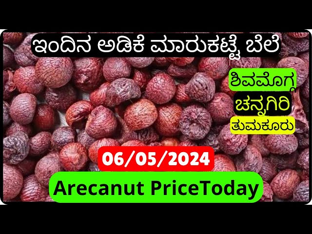 ರಾಜ್ಯದಲ್ಲಿ ಹಿಂದಿನ ಅಡಿಕೆ ಮಾರುಕಟ್ಟೆ ಬೆಲೆ 06/05/2024 | Arecanut Market Price Today class=